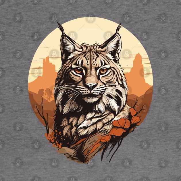 Retro Wildlife Portrait Bobcat Design by TF Brands